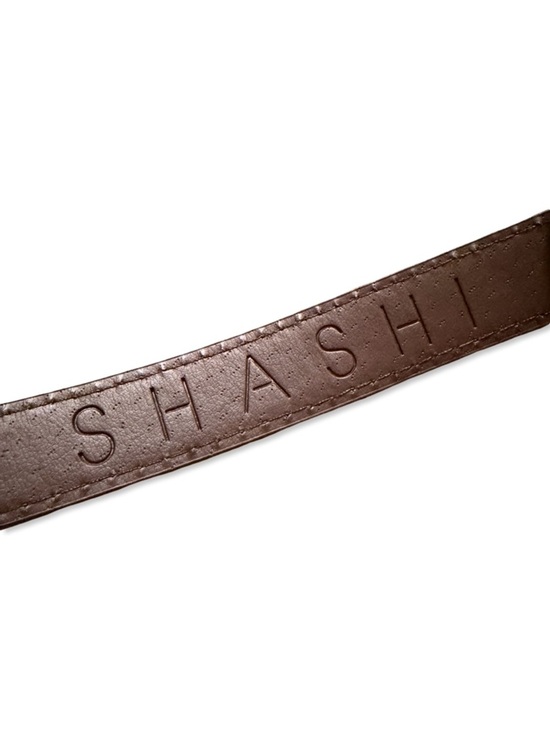 SHASHI Oval Buckle Belt Brown Leather gold thin skinny Revolve Flaw main image 6